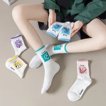 Streetwear Casual Thick Funny Expression College Style Hosiery Girls Socks Middle Tube Hosiery Korean Style Socks - Изображение 1  
