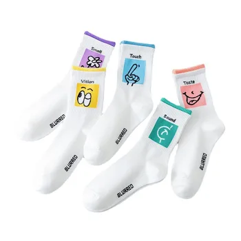 Streetwear Casual Thick Funny Expression College Style Hosiery Girls Socks Middle Tube Hosiery Korean Style Socks - Изображение 2  