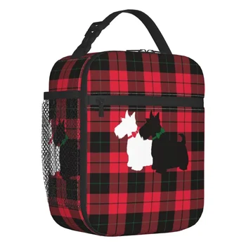 Tartan Scottie Dog Resuable кутия за обяд Непропусклив шотландски териер термичен охладител храна изолирани обяд чанта училище деца студент - Изображение 1  