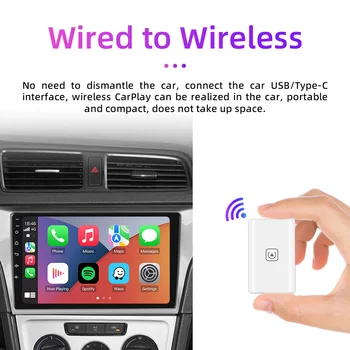 TIMEKNOW CarPlay безжичен адаптер Auto безжичен CarPlay Dongle за Iphone кола игра Ai кутия за OEM кола кабелна CarPlay Plug Play - Изображение 2  