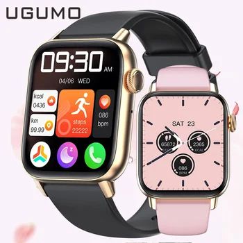 UGUMO Мъже Жени Bluetooth Call Smart Watch Сърдечен ритъм Кръвно налягане Мониторинг на съня Интелигентен часовник за Android IOS Фитнес Tracke - Изображение 1  