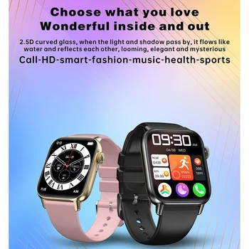 UGUMO Мъже Жени Bluetooth Call Smart Watch Сърдечен ритъм Кръвно налягане Мониторинг на съня Интелигентен часовник за Android IOS Фитнес Tracke - Изображение 2  