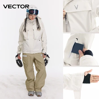 VECTOR 3L ски костюм комплект жени мъж зимни якета и панталони топло водоустойчиви професионални якета панталони открит ски велосипед 2023 - Изображение 2  