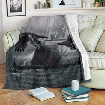 Viking Tattoo Valknut Mjolnir 3D отпечатано шерпа одеяло на легло Домашен текстил Dreamlike HOME АКСЕСОАРИ Дропшипинг 07 - Изображение 2  