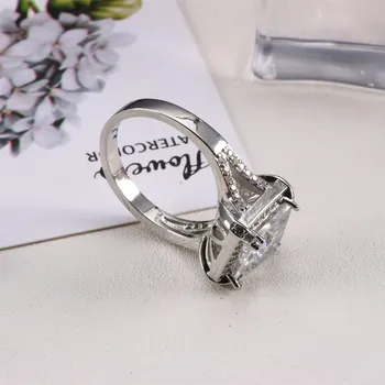 WalerV стерлинги пръстен за дамски мъжки пръстени класически ретро чар бижута площад бял кристал циркон пръстен сватбен пръстен - Изображение 2  