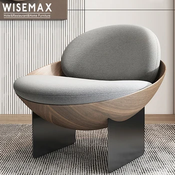WISEMAX FURNITURE лукс Италия дизайн свободно време акцент стол хол мебели метална основа единичен диван модерен плат фотьойл - Изображение 1  