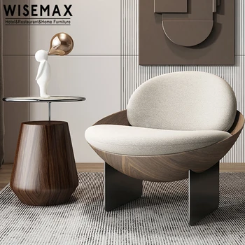 WISEMAX FURNITURE лукс Италия дизайн свободно време акцент стол хол мебели метална основа единичен диван модерен плат фотьойл - Изображение 2  
