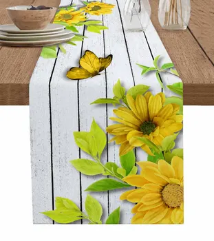 Woodboard пеперуда растение слънчоглед цвете маса бегач кухня декорация маса покритие сватбено парти покривка 4/6pcs подложки - Изображение 1  