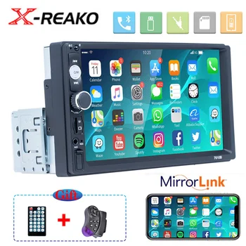X-REAKO 1 Din 7 инчов автомобилен радио мултимедиен плейър MP5 сензорен екран с копче USB Bluetooth FM огледална връзка универсално авторадио - Изображение 1  