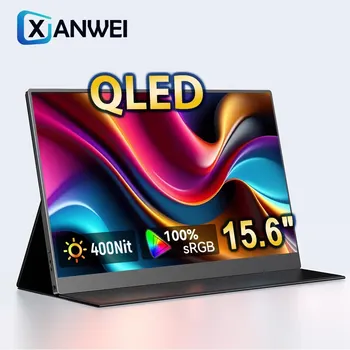 XIANWEI QLED 15.6 инчов преносим монитор 400Nits HDR външен екран USB-C HDMI-съвместим за PC лаптоп PS5 / 4 превключвател Xbox телефон - Изображение 1  