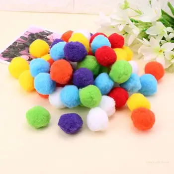 Y4UD 100Pcs меки кръгли занаятчийски PomPoms топка смесен цвят Pom Poms 40mm DIY занаяти - Изображение 1  