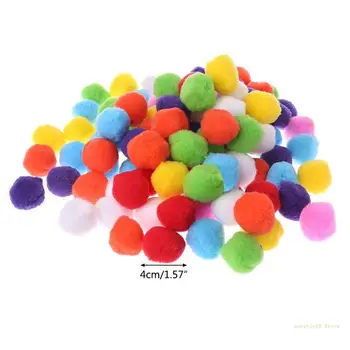 Y4UD 100Pcs меки кръгли занаятчийски PomPoms топка смесен цвят Pom Poms 40mm DIY занаяти - Изображение 2  