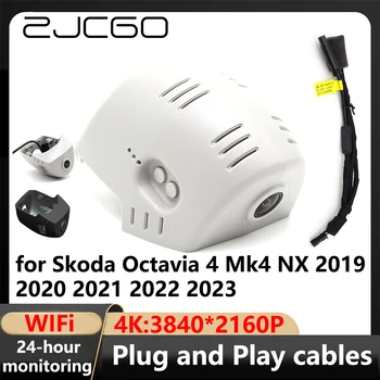 ZJCGO 4K Wifi 3840*2160 Автомобилен DVR Dash Cam камера видеорекордер за Skoda Octavia 4 Mk4 NX 2019 2020 2021 2022 2023 - Изображение 1  