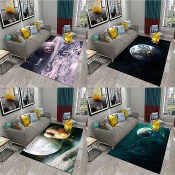 Адаптивни момчета спалня без хлъзгане мат Начало декор игра пълзене етаж детска стая килим вселена пространство планета  - Изображение 1  
