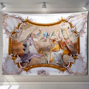 Ангел пазител Купидон религиозен гоблен стена висящи декорация на дома стена килим хол бохемска декорация ангелски крила - Изображение 1  
