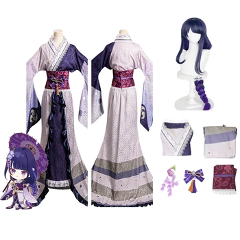 Аниме игра Genshin въздействие Raiden шогун косплей костюм кимоно рокля перука кукла екипировки момичета Хелоуин карнавал маскировка костюм - Изображение 1  