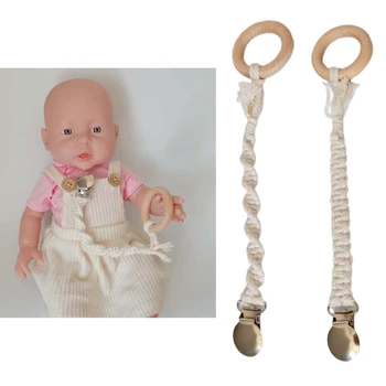 бебе биберон клип естествен биберон притежателя никнене на зъби клип за момчета момичета бебе бебе ръчно изработени памучно въже DIY биберон - Изображение 2  