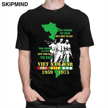 Ветеран от войната във Виетнам Мъжка тениска Предварително свит памук Твърде млад, за да гласува, но не умира Tee кръгла яка къс ръкав мода тениска - Изображение 2  
