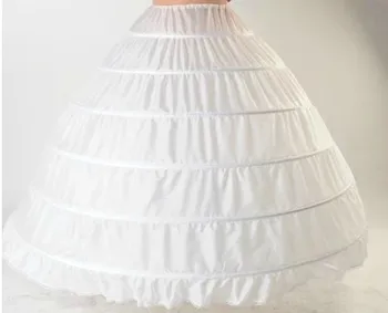 Висококачествен бял 6 обръча Petticoat кринолин приплъзване под полата за рокля булчински рокля в наличност - Изображение 1  