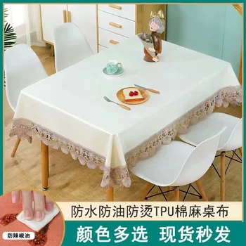 Водоустойчива, анти-опарваща и миеща се правоъгълна домакинска покривка, PVC маса за чай, кръгла маса - Изображение 1  