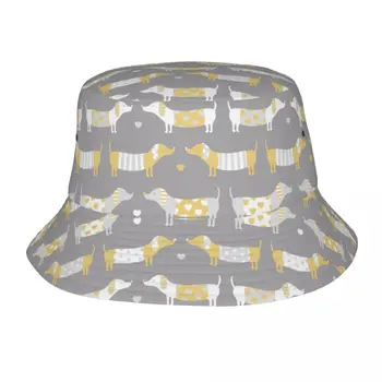 Горещи летни шапки дакел куче сив неща кофа шапка улица унисекс слънце шапка Боб лека риболовна шапка къмпинг - Изображение 1  