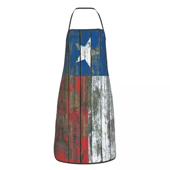 Груби дървени дъски Ефект Знаме на Тексас Престилки Жени Мъже Кухня Готвач Западна Тексас Звезда Таблие Кухня за готвене Печене - Изображение 1  