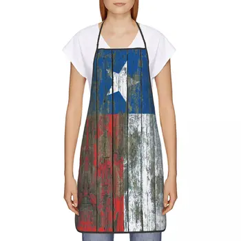 Груби дървени дъски Ефект Знаме на Тексас Престилки Жени Мъже Кухня Готвач Западна Тексас Звезда Таблие Кухня за готвене Печене - Изображение 2  