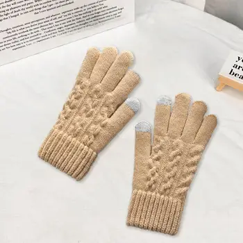 Дамски ръкавици Дамски зимни ръкавици със сензорен екран с пълен пръст за колоездене Шофиране Топло удобни външни ръкавици за жени Simple - Изображение 2  