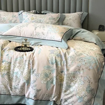 Двойна кралица крал флорални Duvet покритие цветни ботанически 1000TC египетски памук легла комплект утешител покритие легло лист калъфки - Изображение 1  
