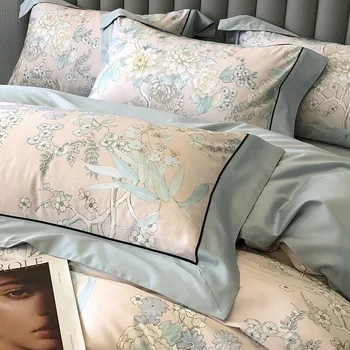Двойна кралица крал флорални Duvet покритие цветни ботанически 1000TC египетски памук легла комплект утешител покритие легло лист калъфки - Изображение 2  