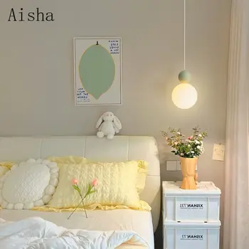 Детска спалня Нощна висулка лампа Nordic крем висящи светлина минималистичен кафене бар брояч интериор декоративна лампа - Изображение 1  