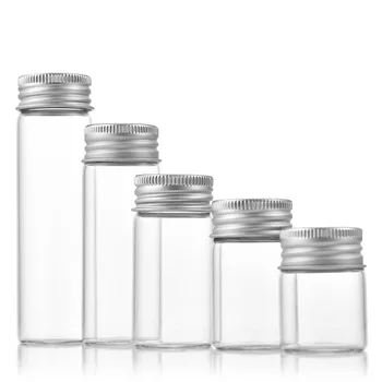 диаметър 30mm прозрачни празни стъклени бутилки 10ml 20ml 30ml 40ml 50ml 60ml 80ml 100ml сребърен алуминиев капак за многократна употреба флакони 24pcs - Изображение 2  