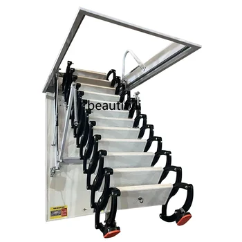 Домакински автоматичен таван прибиращо се стълбище сгъваемо стълбище вътрешен електрически дистанционно управление скрита стълба многофункционален - Изображение 1  