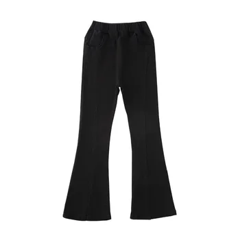 Дънки за тийнейджърки пролет плътен цвят Sweatpants за ежедневни стил деца Bell дъна, цепка панталони детски дрехи 5-14Years - Изображение 2  