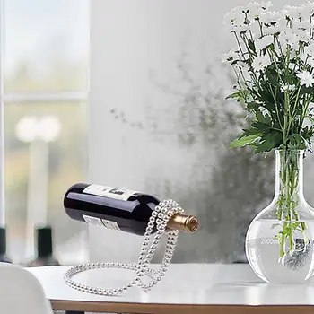 Държач за бутилка вино Перлени колиета Вино дисплей багажник самостоятелно балансиране творчески модерен декоративен единичен вино багажник за кухня - Изображение 2  