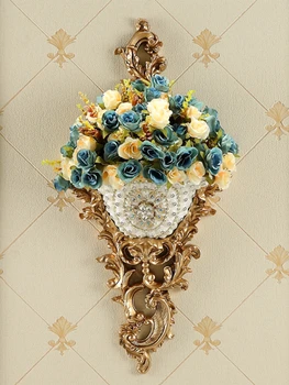 Европейска смола стена висящи цвете ваза луксозен реколта цвете саксия стена орнамент творчески релеф стена декорация сватбен подарък - Изображение 2  