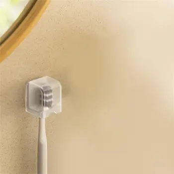 Електрическа стойка за четка за зъби с капак Стенен монтаж Спестяване на място Силна смукателна чаша Висяща прахоустойчива държач за чаши Организатор на баня - Изображение 2  