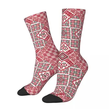 Есен Зима Смешни мъжки жени палестински бродерия модел чорапи пот абсорбиращи спортни чорапи - Изображение 1  
