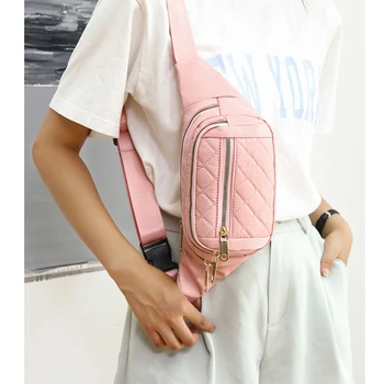 Жените карирана талия чанта женски Оксфорд водоустойчив колан чанти дизайнер Crossbody гърдите чанта дами мода Фани пакет банан хип чанта - Изображение 2  