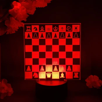 Игра на шах 3D холограмно осветление декоративна настолна лампа за вътрешна атмосфера Коледа подарък LED сензор контрол светлина карирана дъска - Изображение 1  