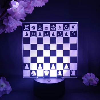 Игра на шах 3D холограмно осветление декоративна настолна лампа за вътрешна атмосфера Коледа подарък LED сензор контрол светлина карирана дъска - Изображение 2  