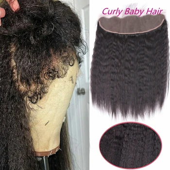 Извратени права човешка коса 4C извратени къдрави ръбове 13x4 дантела фронтална перуанска 4X4 дантела затваряне естествена коса 100% човешка коса Реми - Изображение 1  
