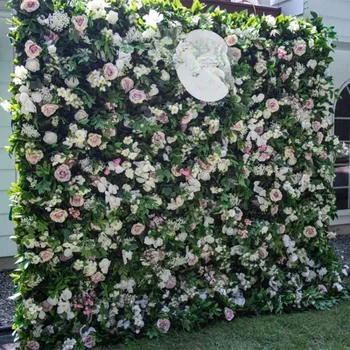 Изкуствени висящи цветя Събития Декоративна сцена Растителни цветя Декори Бял руж копринена цветна стена - Изображение 2  
