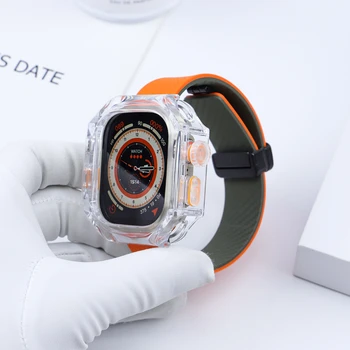  каишка от въглеродни влакна + калъф за Apple Watch Ultra 2 49mm магнитна катарама за IWatch серия ултра лента & TPU прозрачен защитен калъф - Изображение 2  