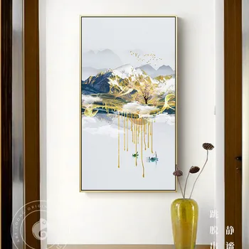 Китайски стил Moutain View плакат и печат пейзаж стена изкуство картина за хол спалня пътека платно изкуство декорация дома - Изображение 1  