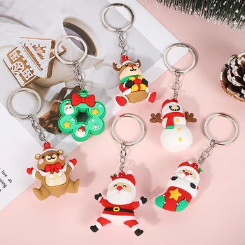 Коледа ключодържатели сладък Дядо Коледа лосове ключодържатели пръстени кола ключодържател чар чанта Коледа подаръци - Изображение 2  