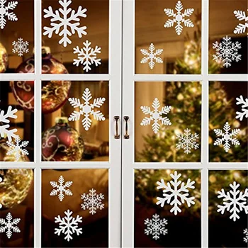 Коледа прозорец стикер PVC статично разкрасяване Начало голяма снежинка Decal електростатичен стикер за нова година стая Начало парти декор - Изображение 1  