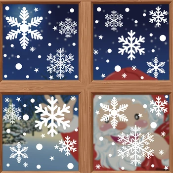 Коледа прозорец стикер PVC статично разкрасяване Начало голяма снежинка Decal електростатичен стикер за нова година стая Начало парти декор - Изображение 2  