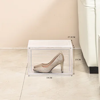 Кутия за съхранение на обувки Прозрачен рафт за обувки Подреждащи се една върху друга маратонки Организатор Прахоустойчив шкаф за съхранение на обувки Спестяване на място Контейнери и контейнери - Изображение 2  