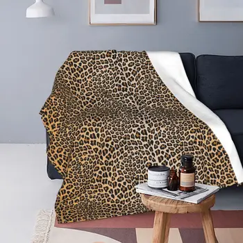 Леопардов печат одеяла Фланела дишаща хвърлят одеяла диван хвърлят одеяло за дома спалня офис хвърля покривка юрган - Изображение 1  
